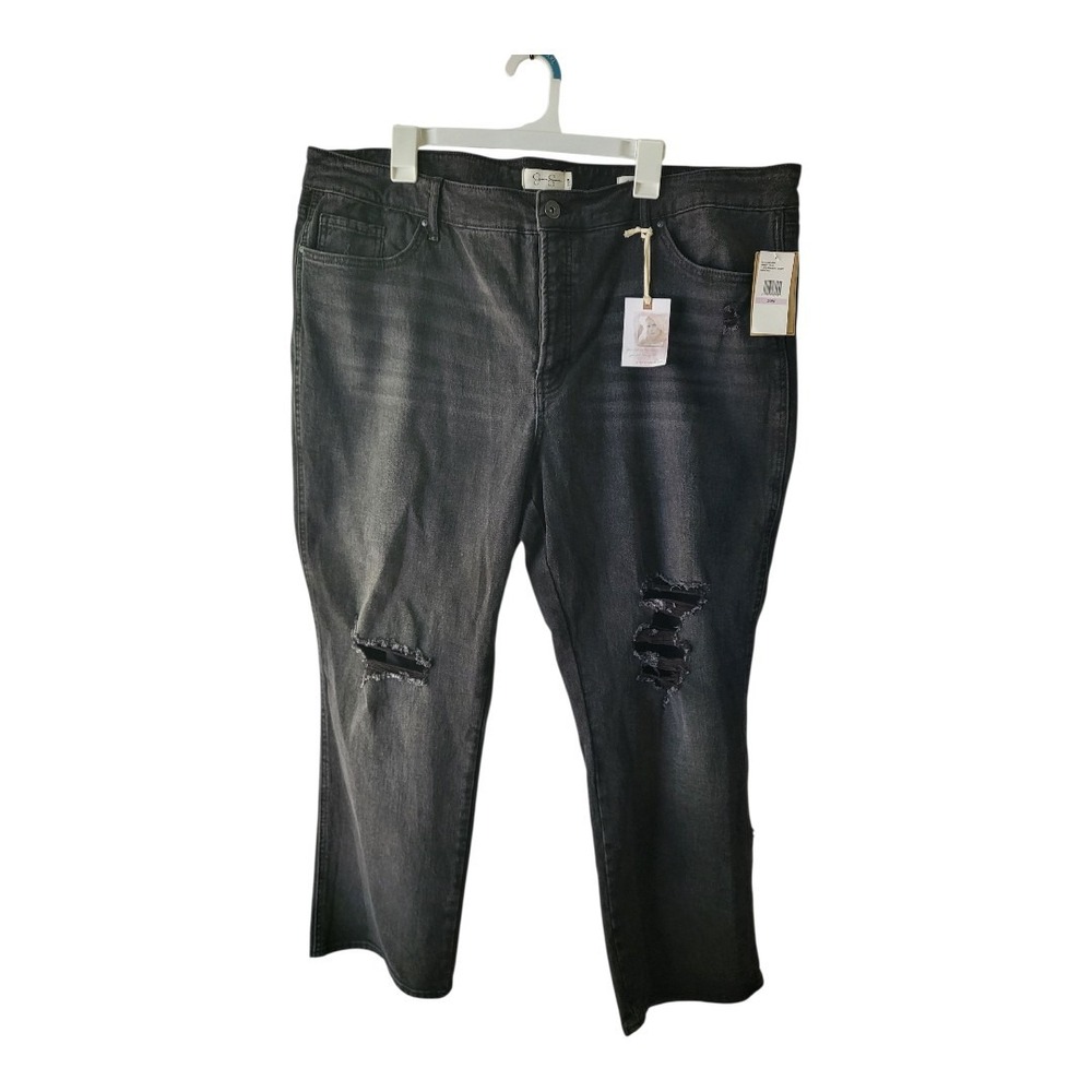 💕Jessica Simpson Plus Size 22W Distressed Black‎ Denim Jeans Night Train Flirt